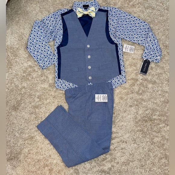 Nautica Little Boys 4-Pc. Floral Vest Set Double Dutch Blue NEW - Picture 3 of 9